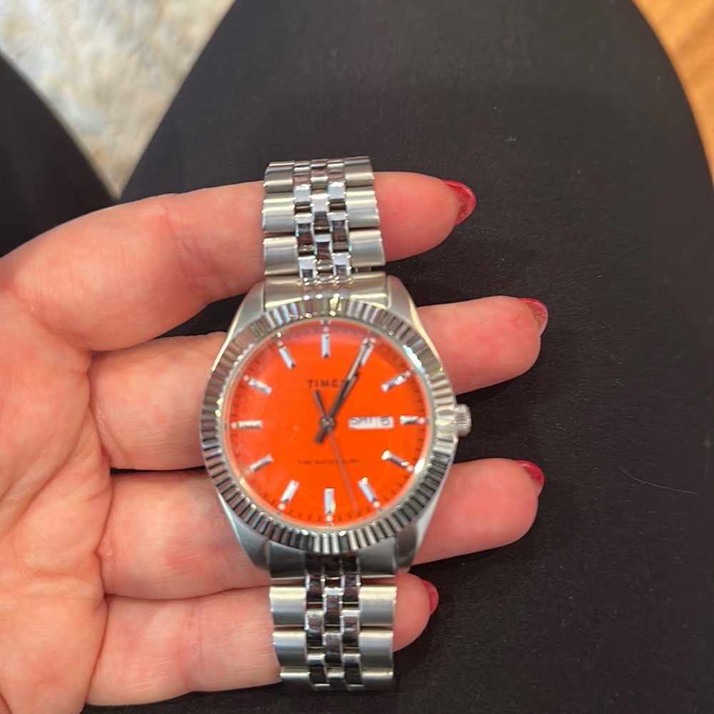 Timex watch orange face